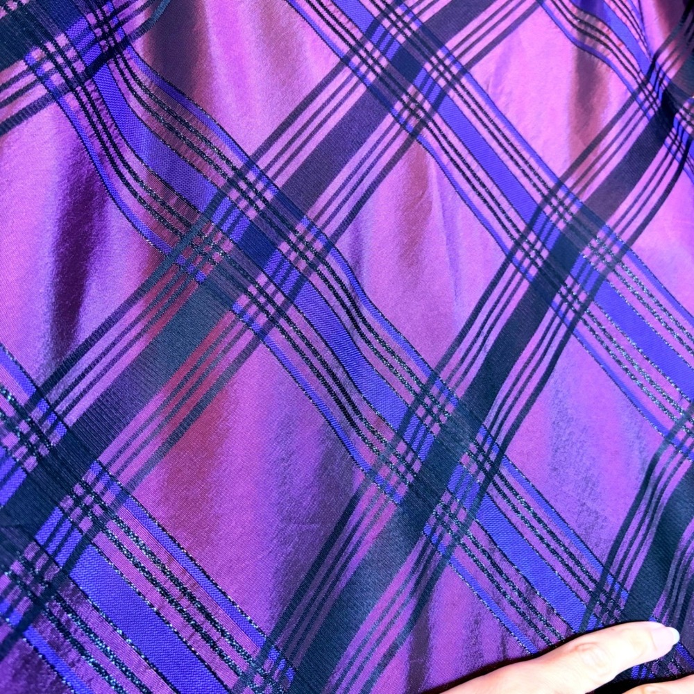 JS Boutique Purple Plaid Metallic Maxi Skirt Size 12 A-Line Formal Holiday - Picture 3 of 11